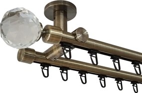 Galerie dublă KULA CRISTAL 19/19 mm aur antic – țeavă profil cu canal, prindere tavan