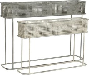 Set suporturi ghivece alb antichizat din metal, 100×22×70 cm și 80×20×53 cm, „White"