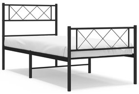 372286 vidaXL Cadru pat metalic cu tăblii de cap/picioare, negru, 80x200 cm
