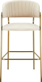 Scaun de bar de design, ţesătură bej Velvet/gold crom auriu, DASMIN TIP 2