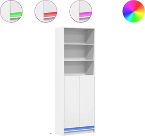 vidaXL Dulap înalt cu LED alb 69x32,5x200 cm lemn prelucrat