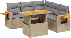 vidaXL Set canapele de grădină cu perne, 6 piese, bej, poliratan