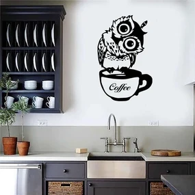 Sticker Autocolant Decorativ Perete Bufnita, Negru, Oracal