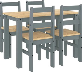 vidaXL Set de sufragerie din 5 piese Panama din lemn masiv de pin gri