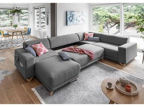 Colțar gri extensibil/cu spațiu de depozitare (cu colț pe partea dreaptă/în formă de "U") Classy Sophie – Miuform