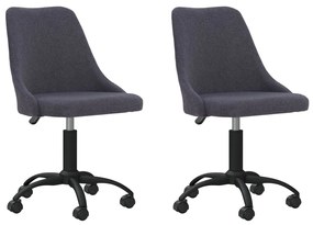 330879 vidaXL Scaune de bucătărie pivotante, 2 buc., gri închis, textil