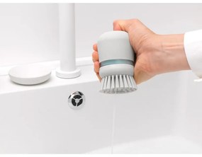 Dozator detergent de vase cu perie Brabantia Sinkside 1003318, 100 ml, Peri din poliester, Suport, Gri deschis