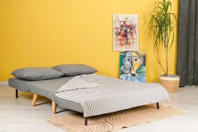 Canapea Extensibila 2 Locuri, Cadru Metalic, Folde, Gri Deschis