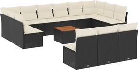 vidaXL Set mobilier de grădină cu perne, 14 piese, negru, poliratan