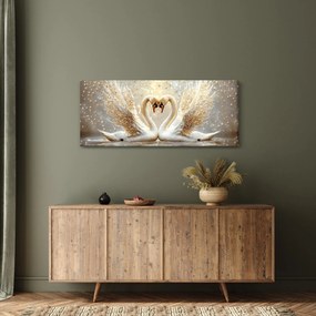 Tablou - Lebede Aurii (120x50 cm)