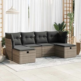 vidaXL Set mobilier grădină cu perne, 6 piese, gri, poliratan