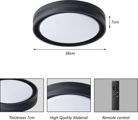Brilagi - plafonieră LED dimabilă KREON LED/54W/230V 3000-6000K negru Ø 38 cm + telecomandă