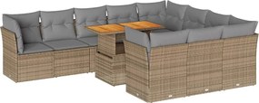 vidaXL Set canapele de grădină cu perne, 11 piese, bej, poliratan