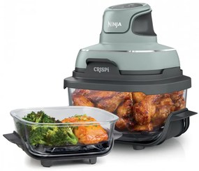Friteuza cu aer cald portabila 4in1 Ninja CRISPi FN101EUSG, 1700W, 3.8l, 6 portii, 2 recipiente din sticla, 4 programe, Fara PFAS si BPA, Verde