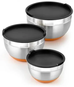 Set 3 boluri BRA Eficient, inox, cu capac, 16-20-24 cm