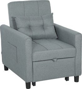 HOMCOM Canapea-pat pliabil convertibil cu spătar reglabil și pernă, Gri | Aosom Romania