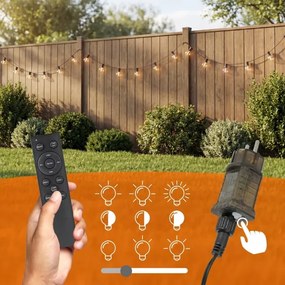 Ghirlandă decorativă LED reglabilă pentru exterior 36xE12/1W/24/230V 22,35 m IP65 neagră + telecomandă
