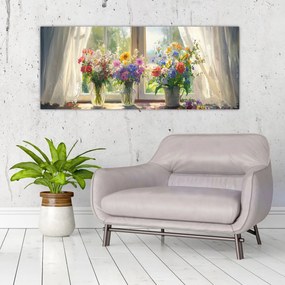 Tablou - Buchet la fereastră (120x50 cm)