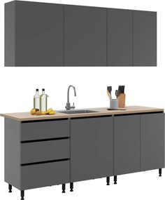 Mobilier de bucătărie, 2 m, grafit, ASTI