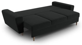 Canapea neagră extensibilă, cu spațiu de depozitare cu tapițerie din catifea 235 cm Kyoto – Cosmopolitan Design