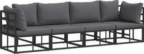 vidaXL Set de canapele pentru grădină 4 pcs Negru Metal