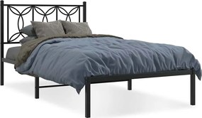 vidaXL Cadru de pat din metal cu tăblie, negru, 107x203 cm