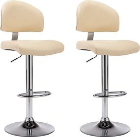 vidaXL Scaune de bar, 2 buc., crem, piele ecologică