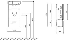 Dulap fără chiuvetă în culoare naturală suspendat cu aspect de lemn de stejar 30x53 cm Latus Xi – Sapho