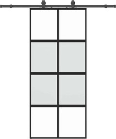 vidaXL Ușă glisantă cu set feronerie neagră 90x205cm sticlă securizată