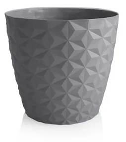 Ghiveci reciclat Crystal matt 16 cm, gri piatră, 16 cm