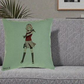 Perna Personalizata Naruto Sakura Haruno Portret, 40x40 cm, Verde, Husa Detasabila, Perna Inclusa, BEKZ®