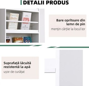 HOMCOM Etajeră de Perete Modernă cu 4 Rafturi din Lemn, Design Elegant pentru Living sau Birou, Alb, 59x12x113cm | Aosom Romania