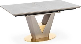 Masa dining 8 persoane VALENTINO, gri/auriu, ceramica/otel, 160/220x90