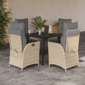 3213265 vidaXL Set mobilier de grădină cu perne, 5 piese, bej, poliratan