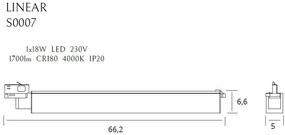 Modul liniar LED pentru sina trifazata MAXLIGHT, LINEAR TRACK BLACK