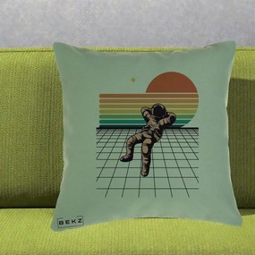 Perna Decorativa Astronaut Retro Space, 40x40 cm, Verde, Husa Detasabila, Perna Inclusa, BEKZ®
