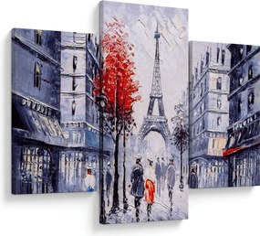 Tablou - Străzi din Paris, pictură în ulei (90x60 cm)