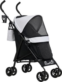 PawHut Cărucior Pliabil pentru Câini de Talie Mică cu Lese, Geantă și Suport pentru Pahare, 76x44x103 cm, Gri | Aosom Romania