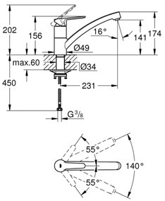 GROHE 31685000 - Baterie pentru chiuvetă STARTECO, crom lucios