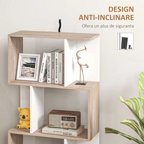 Biblioteca de perete, 3 rafturi, 60x24x111.4cm, alba HOMCOM | Aosom Romania