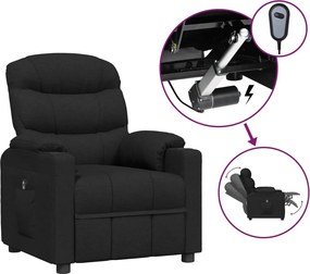 vidaXL Fotoliu rabatabil electric, negru, material textil