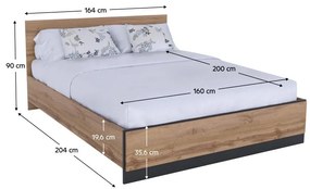 Pat matrimonial 160 cm Actualmente (stejar wotan + negru) . 1116222