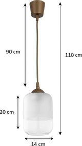Brilagi - Pendul LED suspendat pe cablu RETRO GLASS 1xE27/60W/230V Ø 14 cm maro/alb
