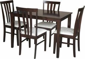 Set masa si 4 scaune LESLIE NEW, wenge/crem, lemn/material textil