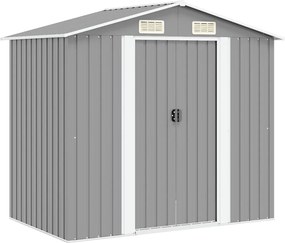 vidaXL Șopron metalic de grădină, 204 x 132 x 186 cm, gri