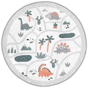 Covor de joacă pentru copii gri deschis lavabil ø80 cm Dino Park – Mila Home