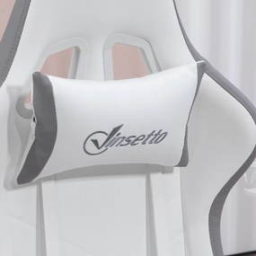 Vinsetto Scaun gaming fauteuil gaming ergonomic cu spătar inclinabil la 135° și suport lombar, 65 x 65 x 121-129 cm alb | Aosom Romania