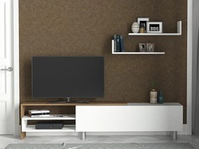 Ansamblu Comoda TV Dizayn Alb-Walnut