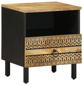 vidaXL Dulap de pat, negru, 40x33x46 cm, lemn masiv de mango brut