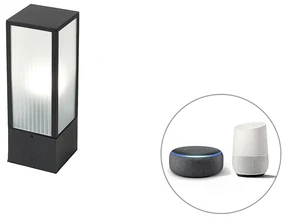 Lampă de exterior inteligentă de podea neagră cu sticlă nervurată 40 cm inclusiv Wifi A60 - Charlois